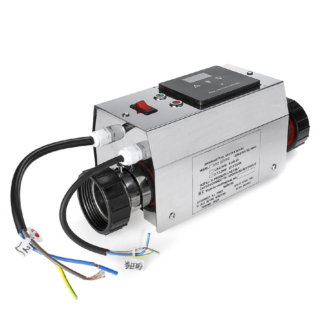 220V 50/60Hz Pool Heater Electric Swimming Pool and SPA Bath Heating Tub Water Heater Thermostat Swimming Pool Accessories 3KW