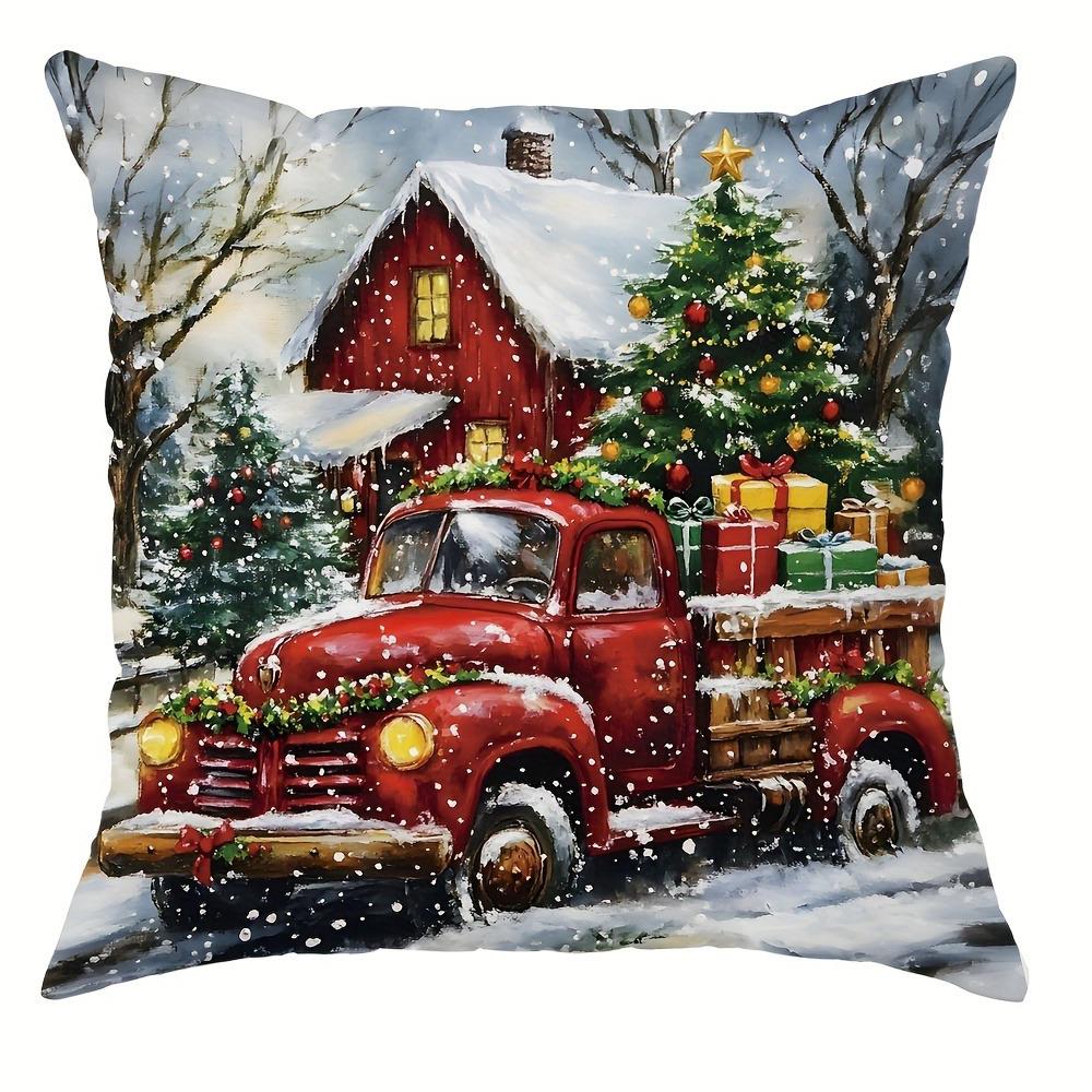 

Рождественское украшение наволочка автомобиль карета рождественский подарок узор дизайн подходит для дома гостиная диван подушка чехол 40x40cm