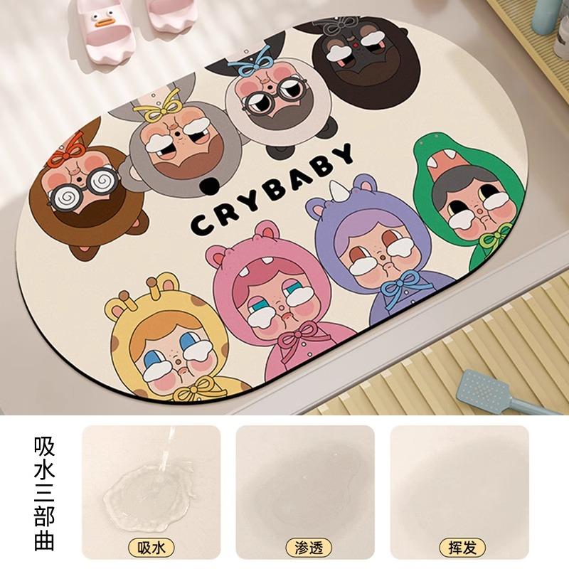 Water Absorbent Bathroom Mat Crybaby Home Use Silicon Dendroid Toilet Entrance Anti Slip Quick Dry Foot Pad Bathroom Supplies