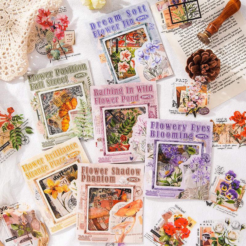 20pcs Kawaii Stationery Stickers First Encounter with Flower Language Diary Decorative Stickers Scrapbooking Craft Stickers