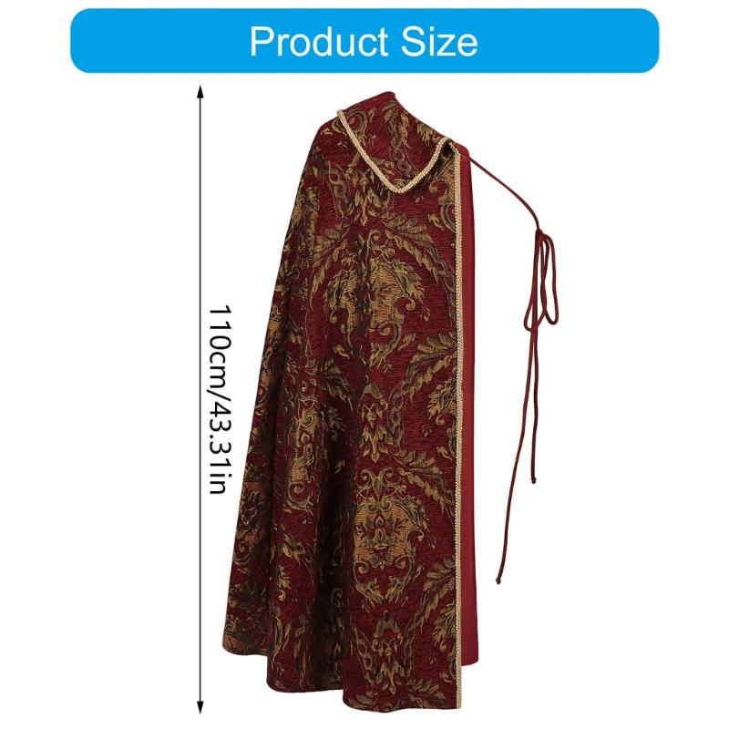 Medieval Renaissances Half Shoulder Cloak Vintage Style Costume Cape With Detachable Strap For Themed Parties Historical Reenactment