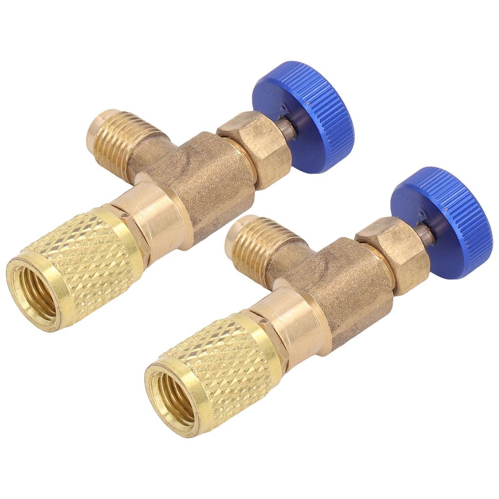2PCS Refrigeration Valve Air Conditioning Refrigerant Control Valve Fluoride Charging Adapter for R22 R404 R407 1 4SAE