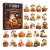 Retro Gift Box Packaging Halloween Advent Calendar, 24-Day Acrylic Ghost Figure Countdown Set Calendar with Diverse Themes, Cute Desk Decor,