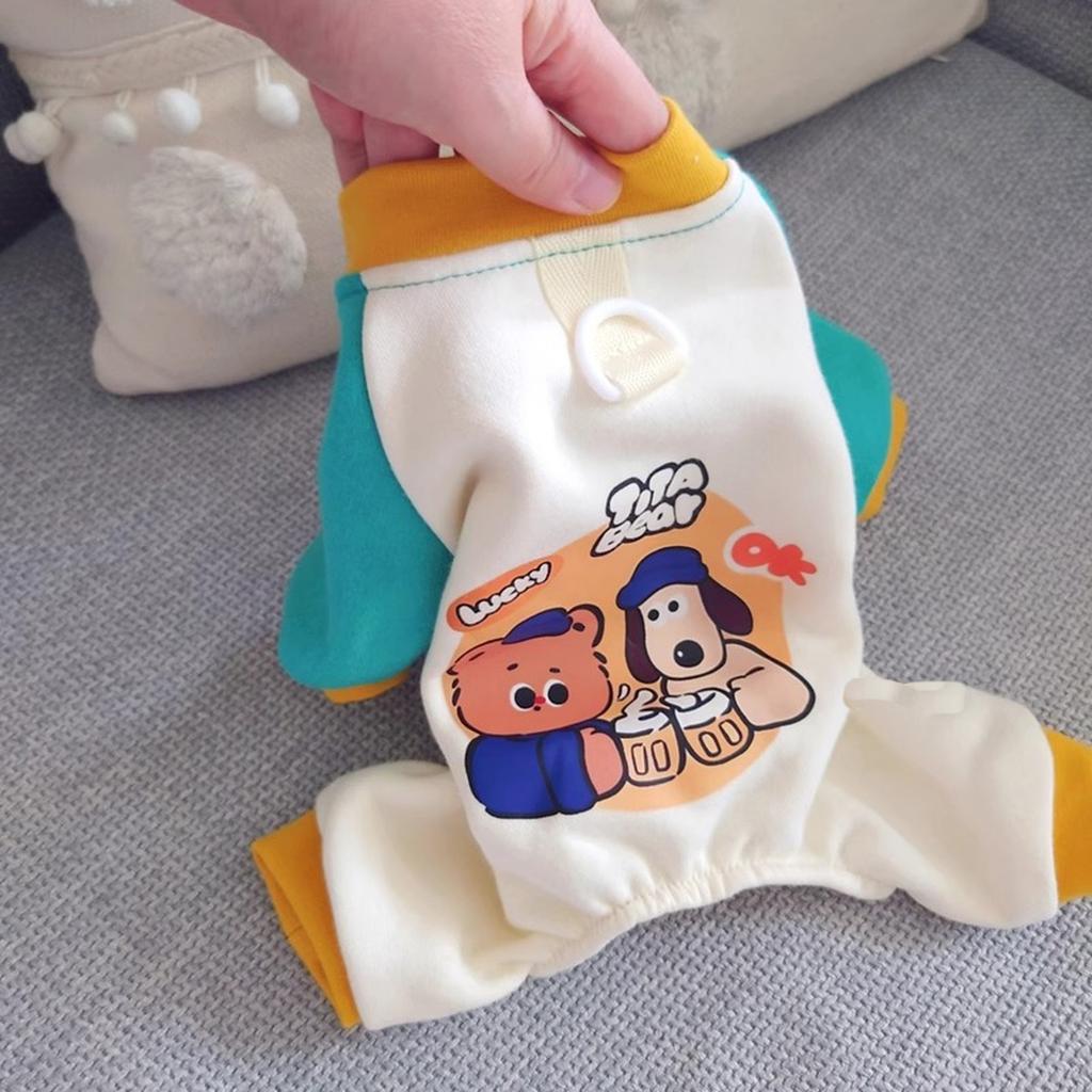 Haustier-Herbstpyjamas: Outfit für 4-Beine mit Leinen-Schlaufe für Bichon Frisé und Teddybär