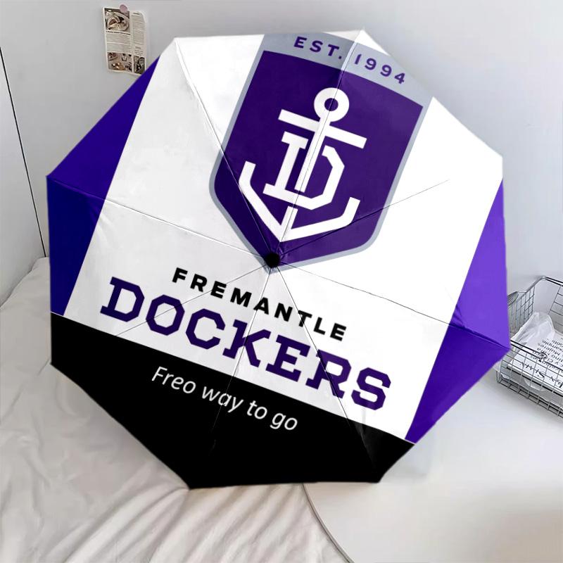 Modello Fremantle Dockers, ombrello pieghevole automatico, design portatile e pieghevole, 8 stecche, un regalo di Natale o di compleanno.