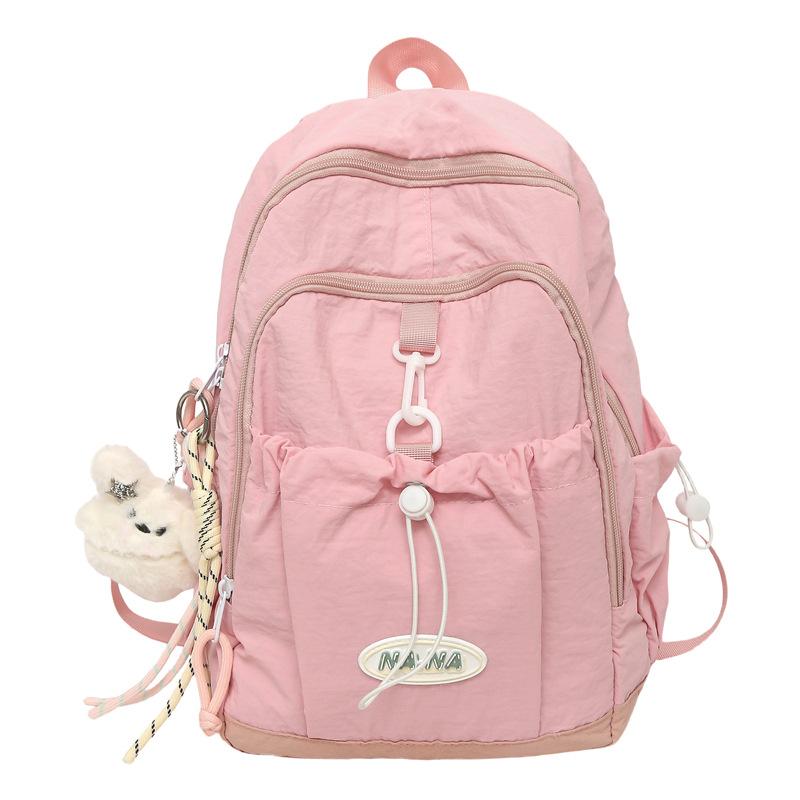 

New Japanese style student backpack for female college student junior high schoolbag large capacity travel computer backpack розовый