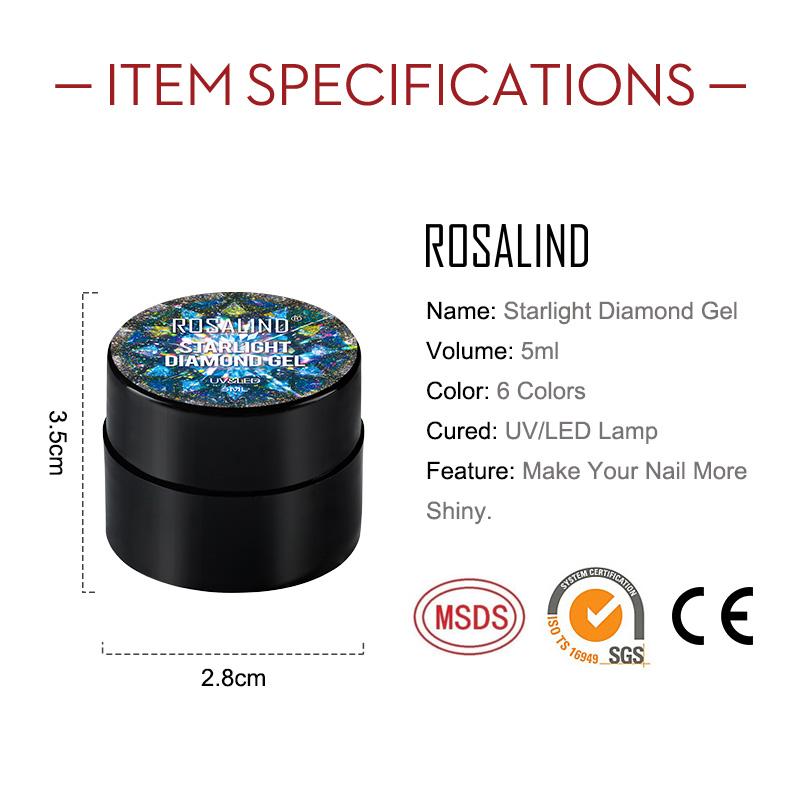 ROSALIND Nail Polish Gel Semi permanent Varnish UV Glitter Paint Shiny Gel Base Coat Tips Poly Kit For Nail Art Decorations