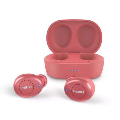 Philips TAT2205 Fones de Ouvido Verdadeiramente Sem Fio Bluetooth 5.1 À Prova d'Água IPX4 Carregamento Rápido Vermelho com Estojo de Carregamento Microfone Embutido