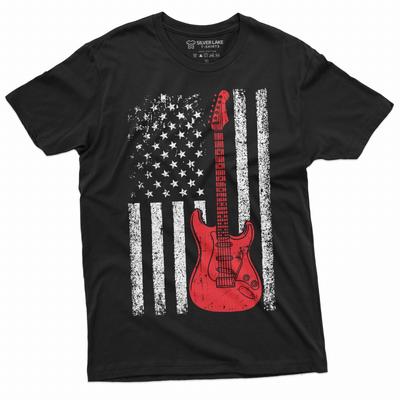 Guitar Flag Shirt 4th Of July Patriotic Tee GuitarisT Shirt Mens Womens Tees Top USA American Tee