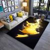 Pop Culture Area Rug, Pikachu Pokemon Yellow Lightning Thunder Anime Poster, Playroom Decor, Non-Slip Mat