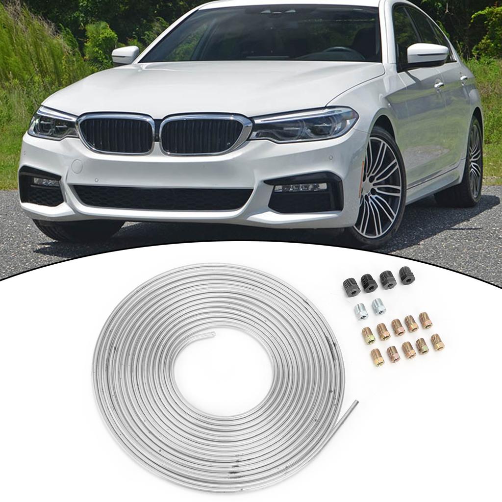 25ft Brake Line Tubing Copper Nickel Plated 3Celsius16in OD with Fittings for Hydraulic Braking Fuel System(Gold )