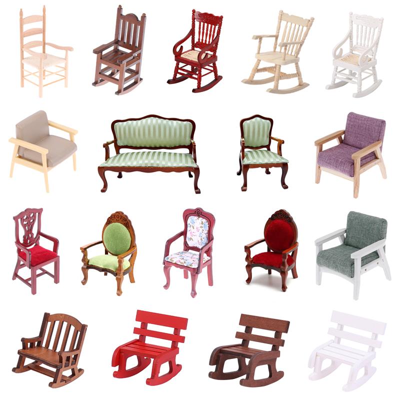 Dollhouse Miniature Furniture Fabric Sofa Couch Chair For 1/12 Doll House Accessories Living Room Decor Minimalist Simple