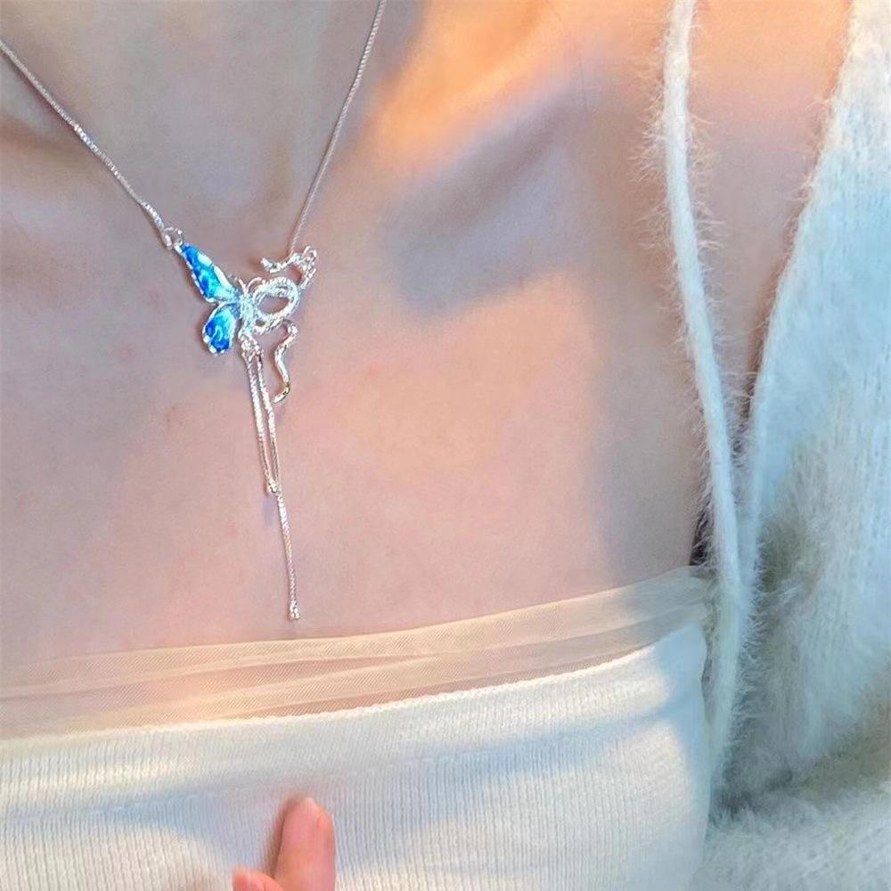 Fashion Spirit Snake Wrapped Butterfly Ring Jewelry Cute Snake with Butterfly Stud Earrings Necklace Women s Party Jewelry Gift