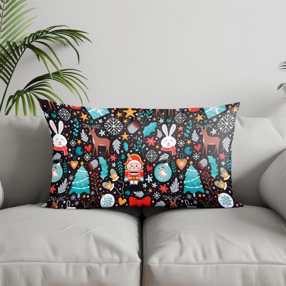Home Decor Christmas Ornament-Patterned Pillow Suitable For Sofa Bedroom Car Pillow Cover Cushion Rectangular Back Cushion