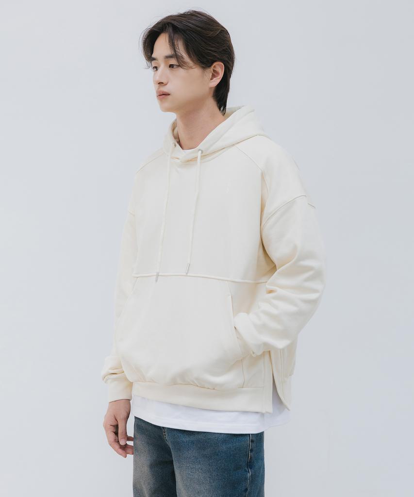 Side Slit Logo Raglan Hoodie Bk8906_Cream