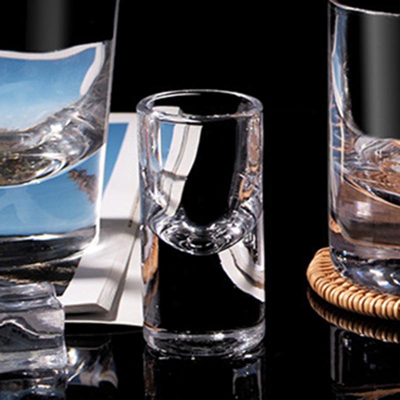 2pcs Wine Glasses Set 15ml Shot Glass Thick Bottom Straight Cups Small Capacity Mouthful Cup Chinese Spirits Cups Liquor Glass