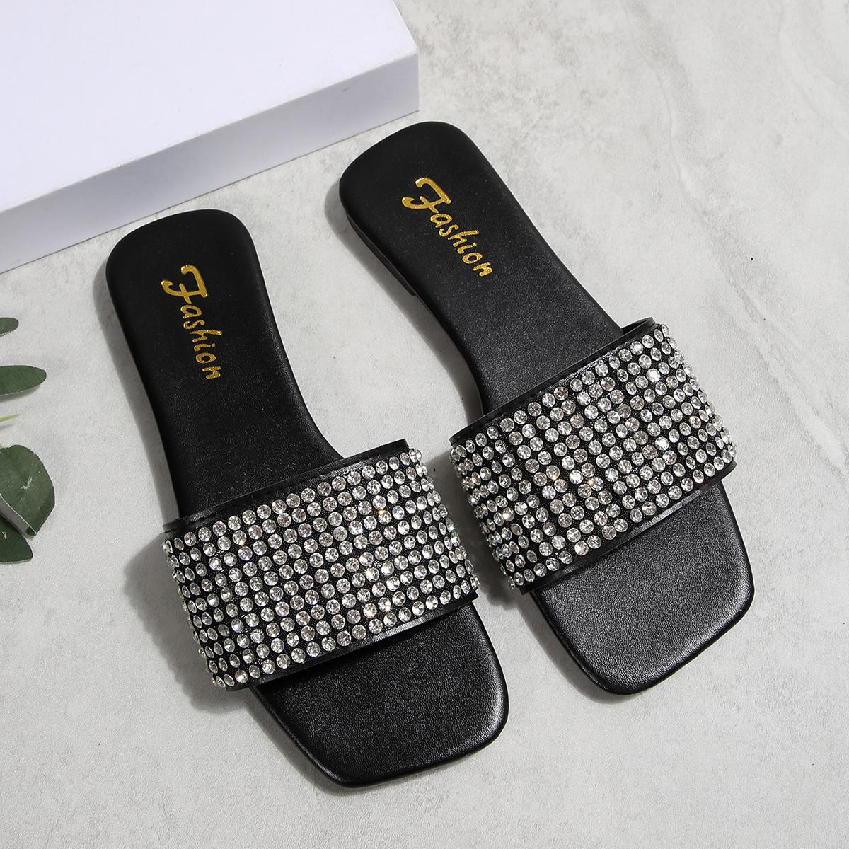 

Мода Мода Кристалл Лето Женские Шлепанцы 2025 Красочные Стразы Плоские Сандалии для Женщин Комфорт Нескользящие Пляжные Слайды Вьетнамки 43
