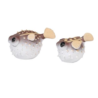 Tea Pet Ornament Decorative Puffer Fish Statue for Bookshelf Tabletop