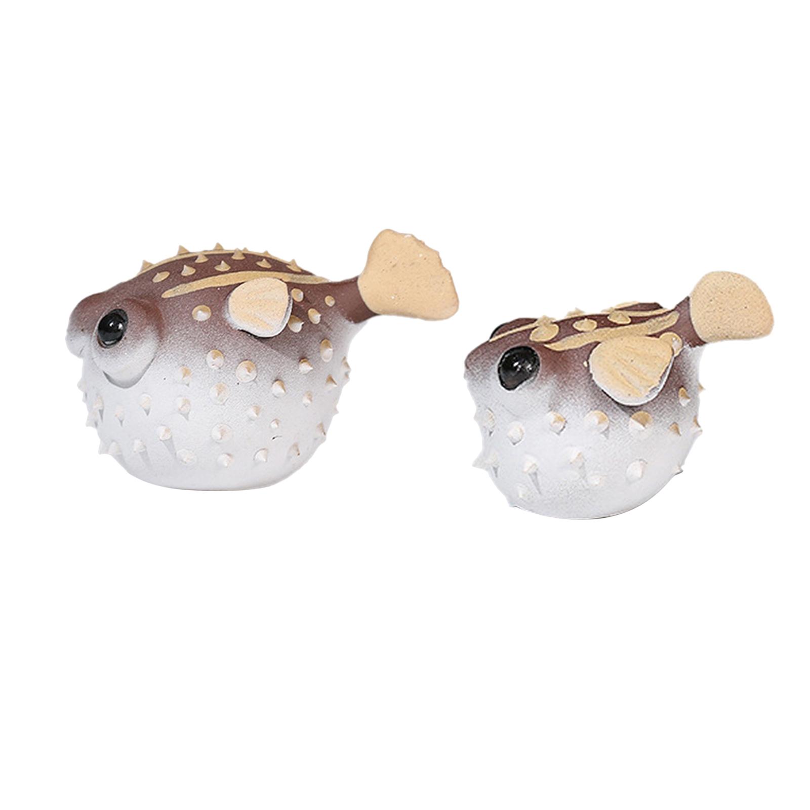

Tea Pet Ornament Craft Collection Purple Clay Artwork Handmade Puffer Fish Statue for Cabinet Home Decor Tabletop Bedroom S