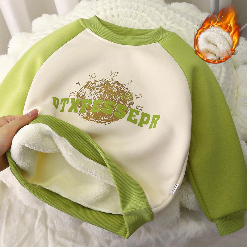 

Детское худи на осень и зиму с флисом, теплая толстая куртка для мальчиков и девочек, детская одежда 80 зелёный