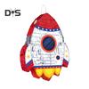 Pull String Rocket Ship Pinata Rocket Pinatas with Blindfold Bat Stick Confetti for Kids Space Themed Birthday Party Supplies