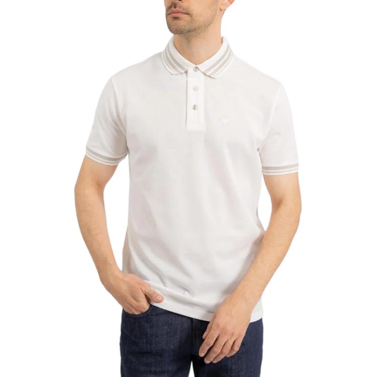 Emporio Armani Logo Straight Fit Short Sleeve Polo Shirt Men Tops White EM000859AF12955-U0003