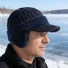 Men Hat Moisture-Wicking Breathable Warm Hat with Fleece Lining Solid Color Ear Protection Knitting Hat