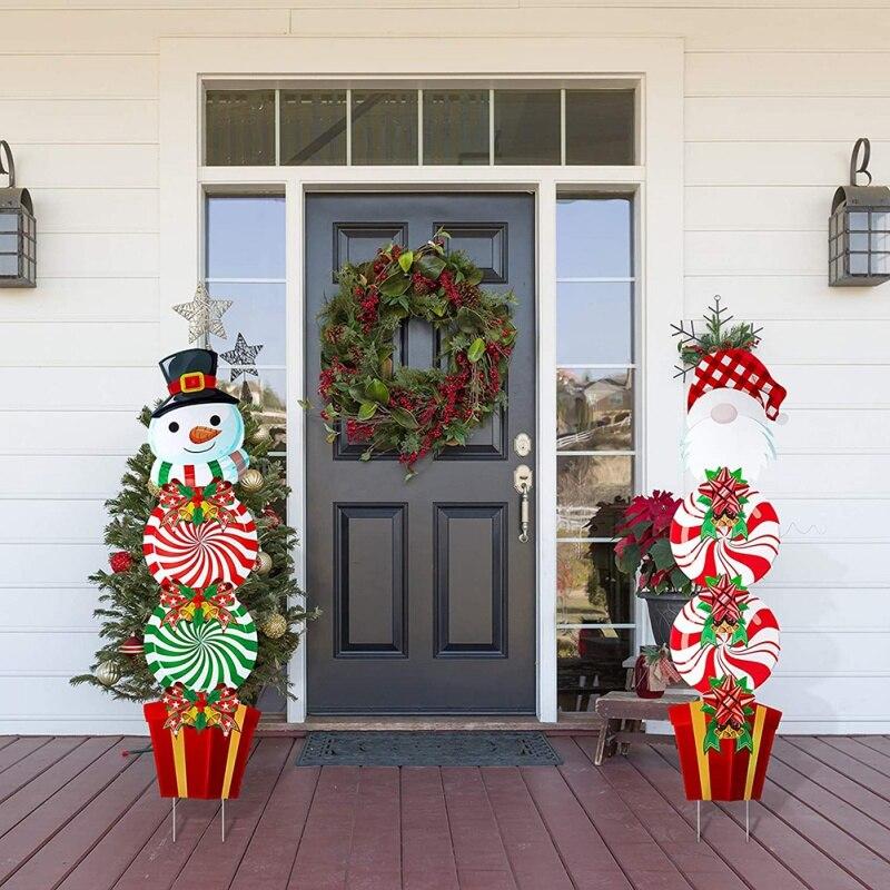 4pcs Christmas Yard Signs Stakes Decorations Patio Winter Ornaments