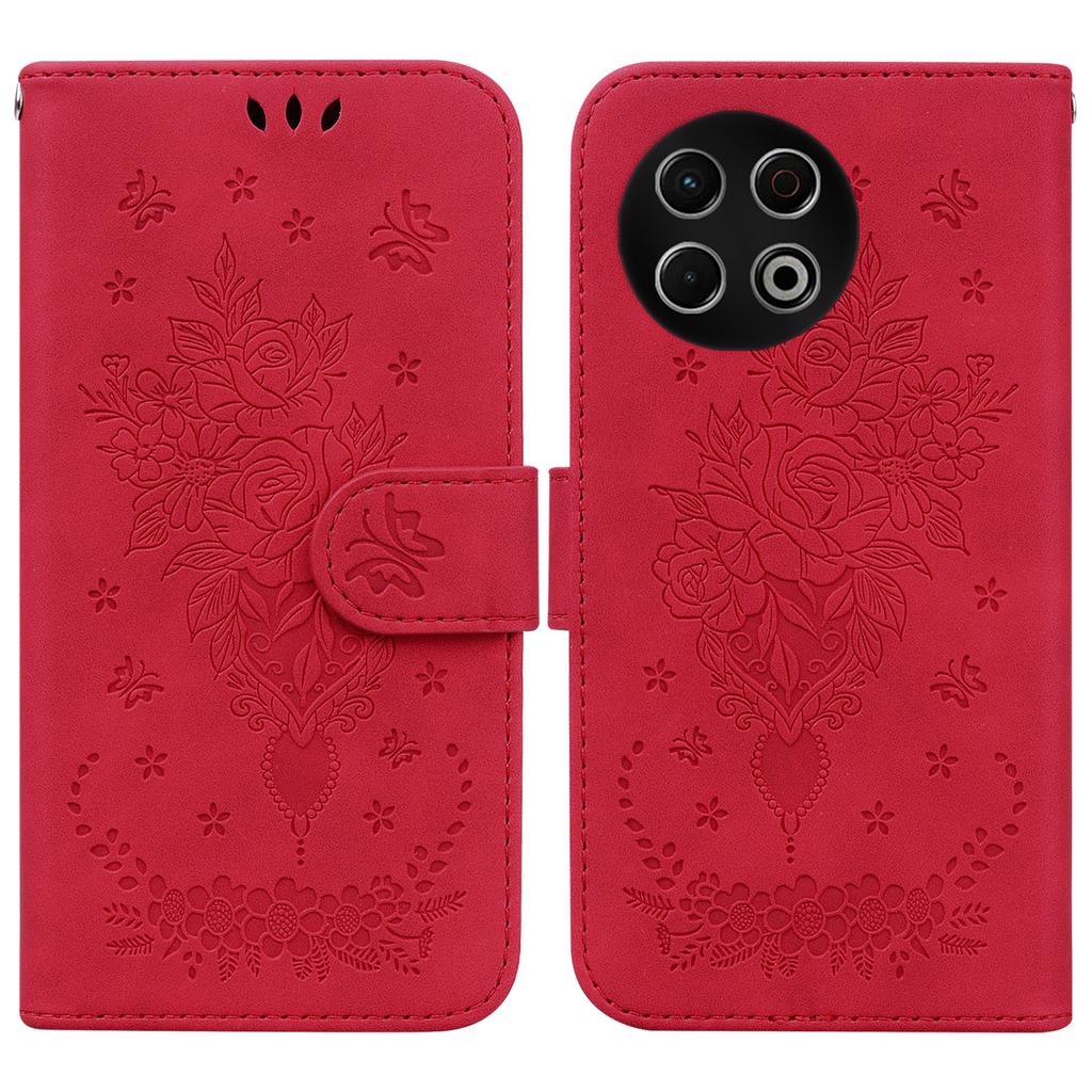 For TECNO Spark 30 Pro 4G Case Butterfly Flower Imprint PU Leather Wallet Phone Cover with Strap