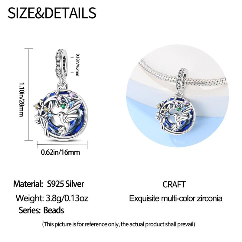 Stering Copper The Tree Of Life Charms Bead Bird Pendant Fit 3Mm Original Bangle Bracelet Diy For Women Jewelry