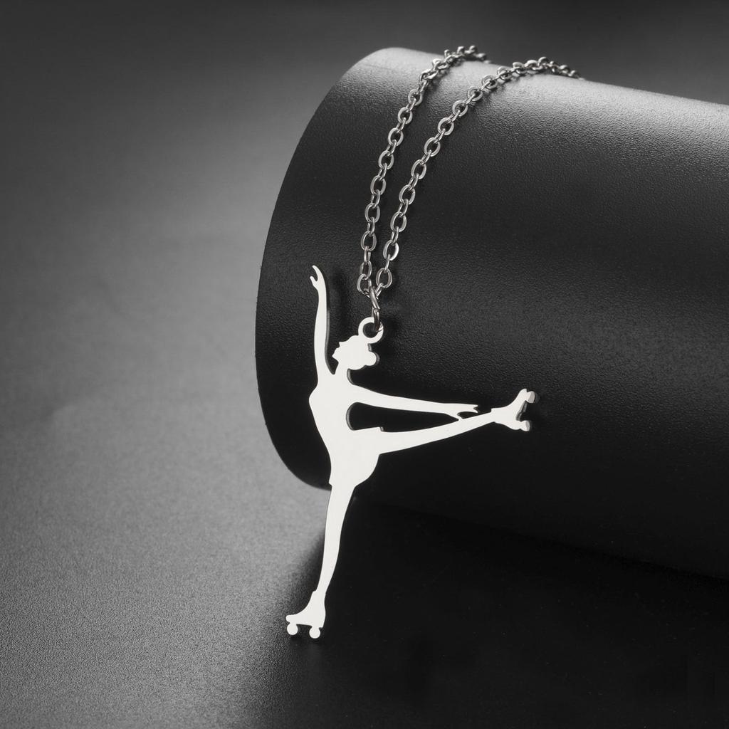 Dreamtimes Ice Skater Necklace Skating Charm Sports Ice Skating Pendant Necklace Inspirational Jewelry for Women Skate Lover