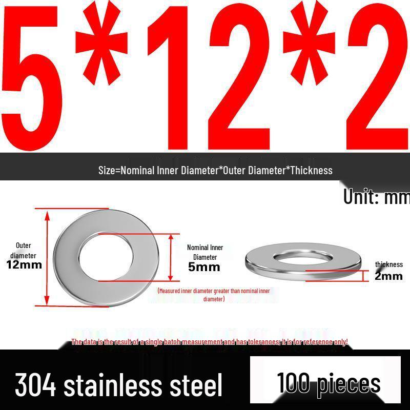 Thickened 304 Stainless Steel Flat Washer Spacer (M2-M36)