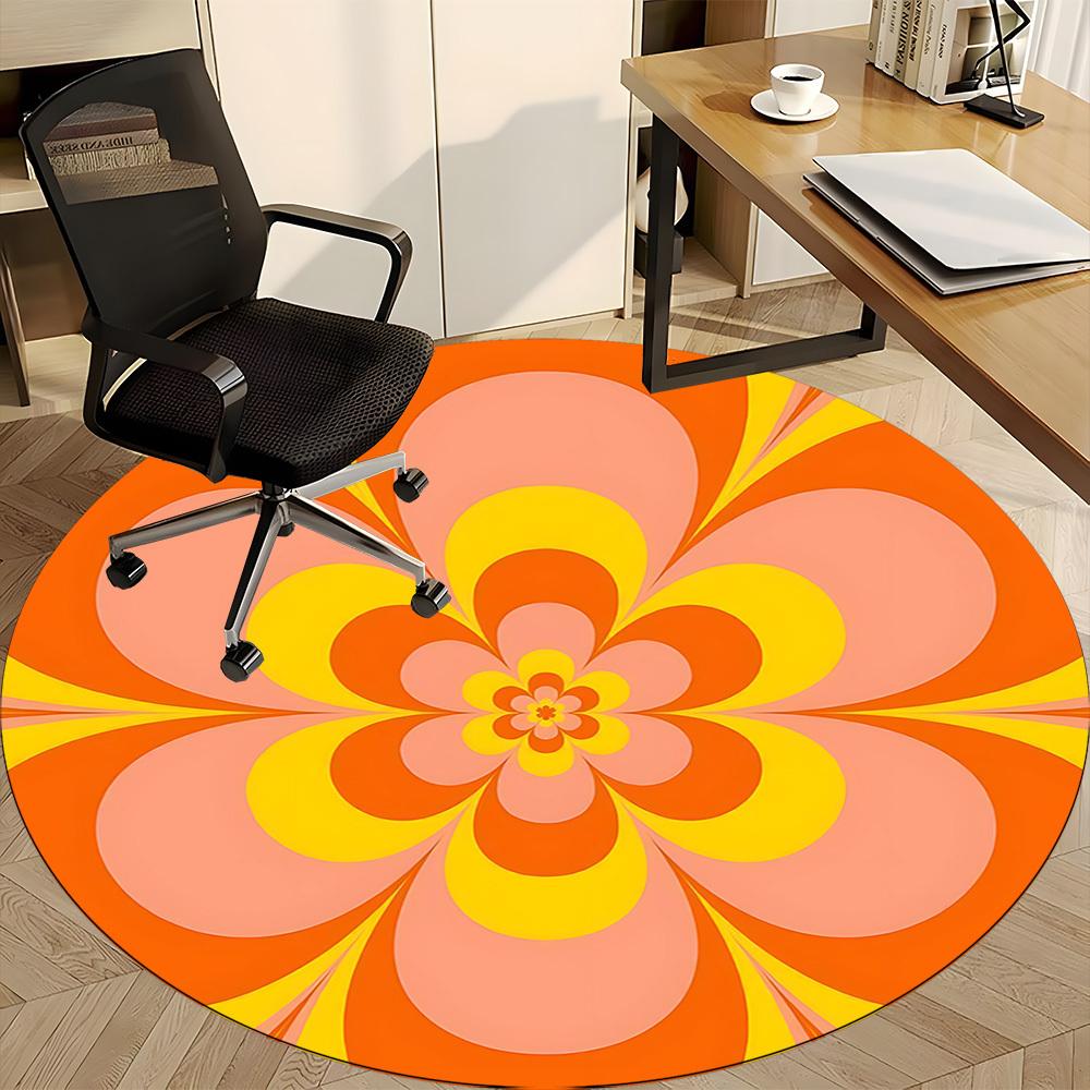 1pc Floral Mandala Office Round Area Rug, Indoor Mat Suitable For Office, Under Office Chairs Bedroom Living Room Home Decor, Room Deco