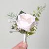 Artifical Groom Boutonniere Flowers Silk Roses Flower Corsage Elegant Wrist Corsage  for Mensuit