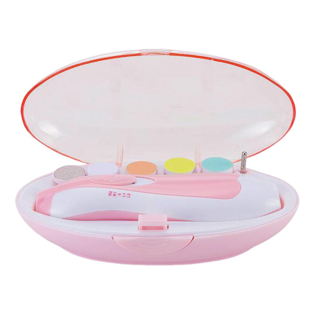 Electric Baby Nail Trimmer with 6 Grinding Heads Newborn Infant Nail File Clipper with Light Toddlers Manicure Toes Fingernails Care Trimming Tools