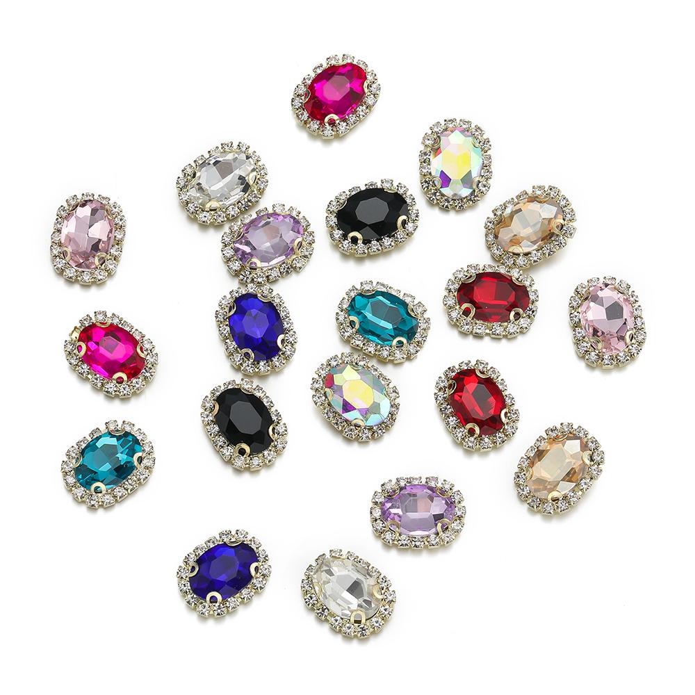 10pcs/lot 18*14MM 4-hole Sewing Rhinestone Flatback Oval Buttons for Clothing Wedding Sewing Diy Jewelry Making Accessories