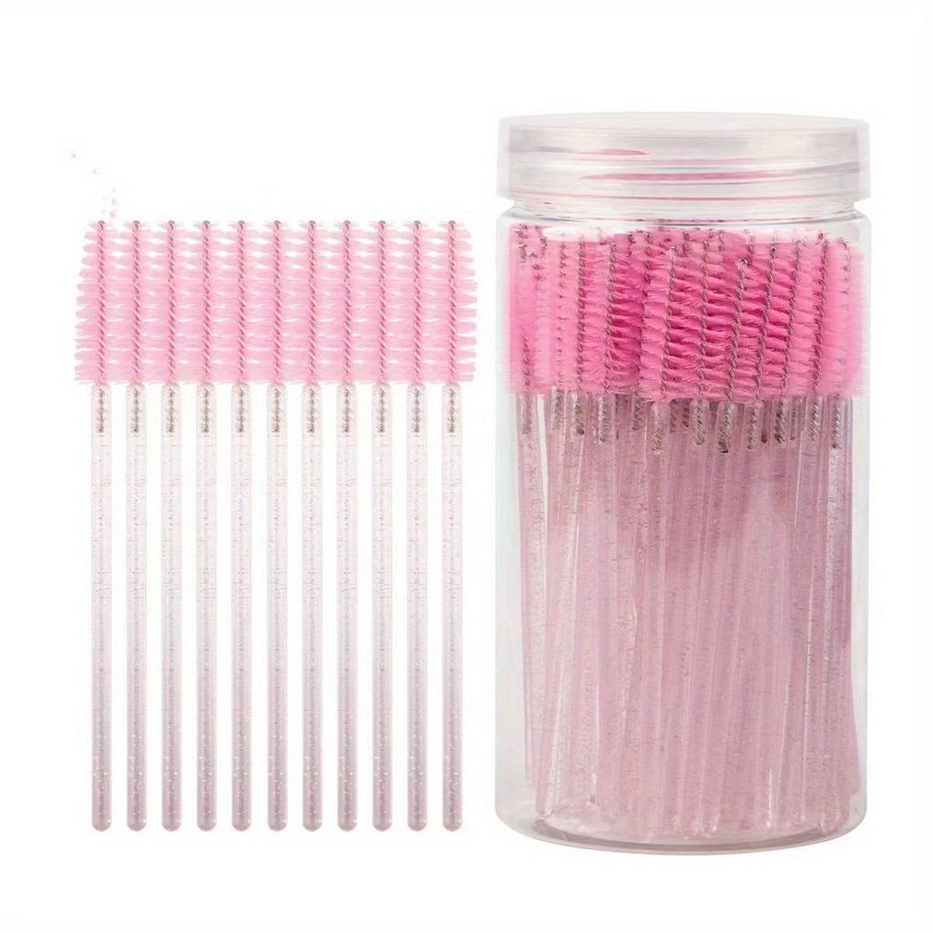 50 Pièces Brosses Jetables pour Extensions de Cils Sourcils Cils Goupillons Baguettes de Mascara Avec Étui de Rangement Outils de Maquillage de Beauté
