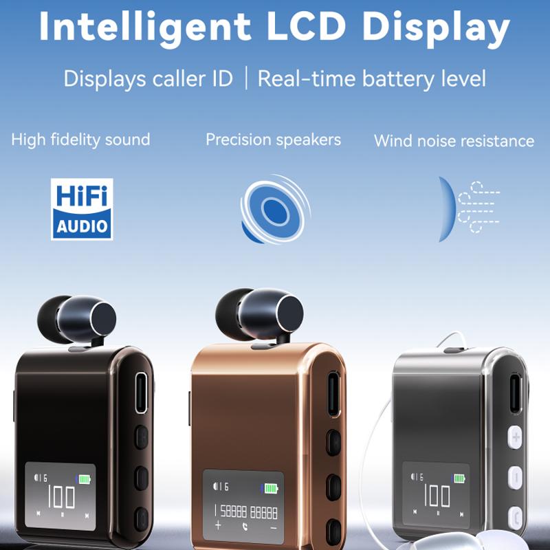 K89/K75 Lavalier Business Bluetooth 5.4 Căști Wireless Vorbire/Muzică 20H Afișaj Digital LCD Căști HIFI Cu Microfon Anulare Zgomot