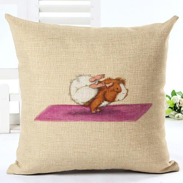 Hamster Yoga Cushion Cover Cotton Linen Pillow Case Animal Hamster Painting Decorative Pillowcase Home Accessories Cushion Cover