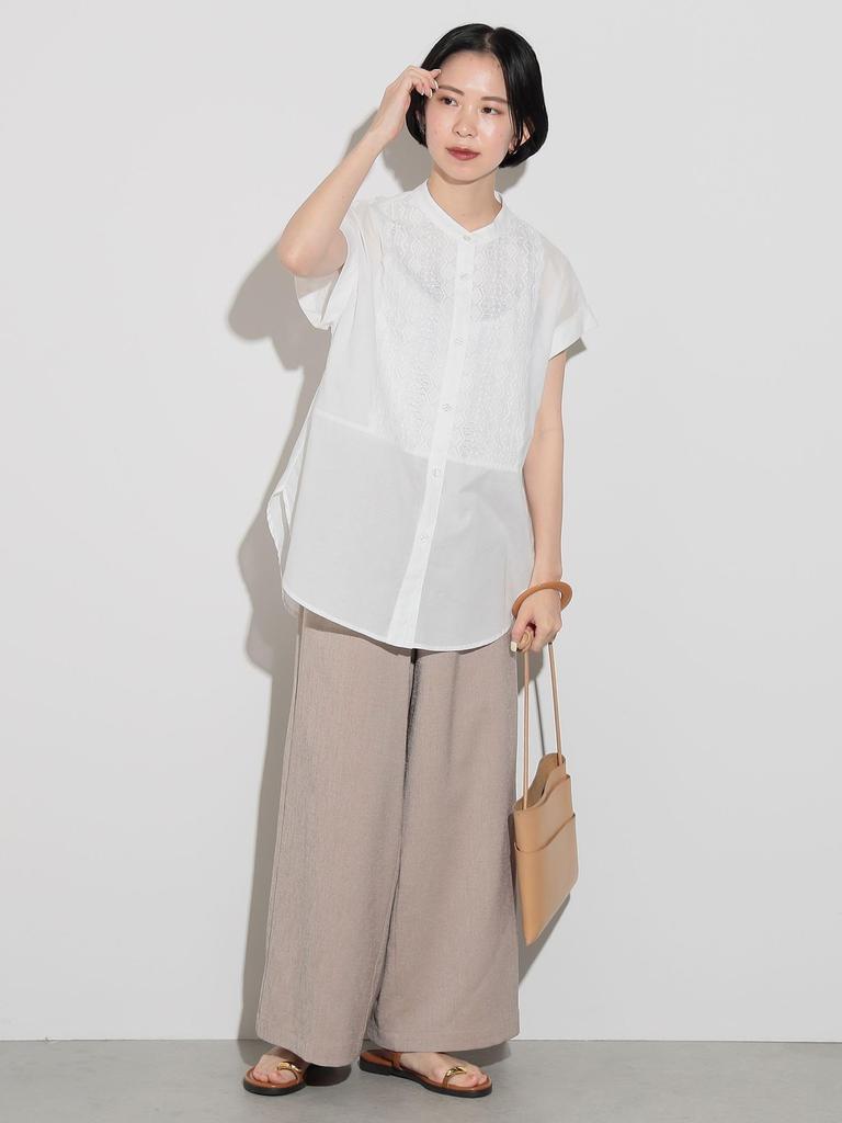 Shirt Lace Yoke Shirt OFF WHITE ONE SIZE [Beams Heart] S/S Damen