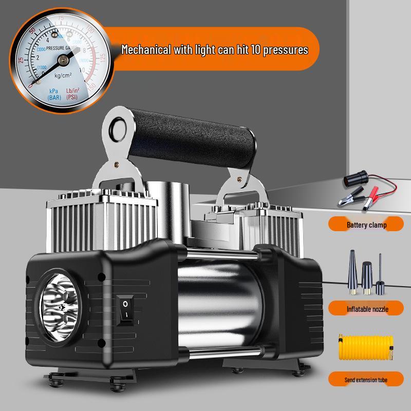 Umflator electric portabil de mare putere pentru anvelope: Cilindru dublu, Multifuncțional pentru Sedan
