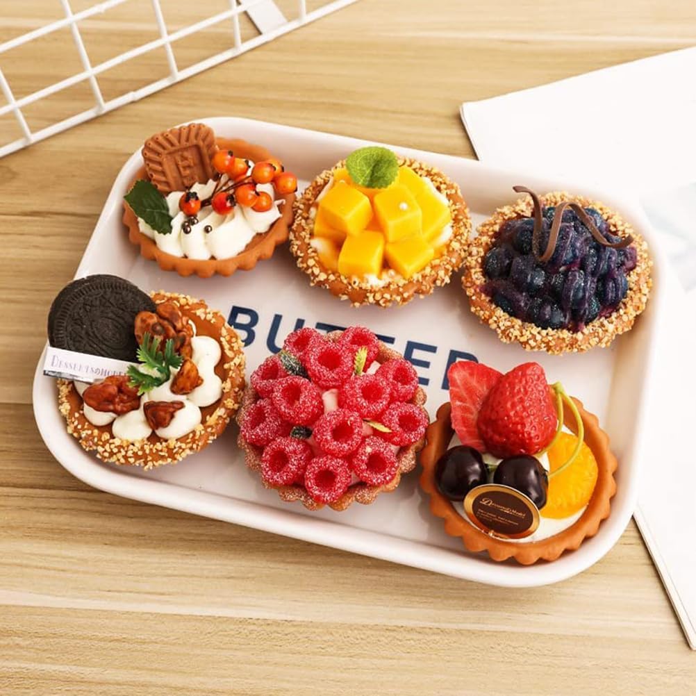 Hemoton 6Pcs Artificial Cake Set, Fake Simulation Realistic Food, Imitation Faux Fruit Cake Dessert, for Kitchen Party Decoration Display Props Model