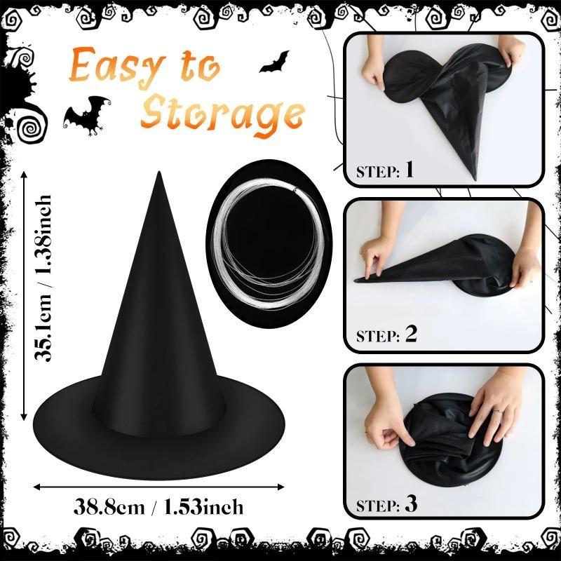 Halloween Witch Hat Kids Adults Halloween Party Cosplay Costume Props Decoration Black Wizard Cap Yard Hanging Witch Hat