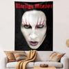 White face with red streaks around eyes and intense black-and-white details. Patterned tapestry for bedroom and living room home decor