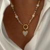 Love Peach Heart Beaded Pendant Necklace Baroque Freshwater Pearl High Color Retention