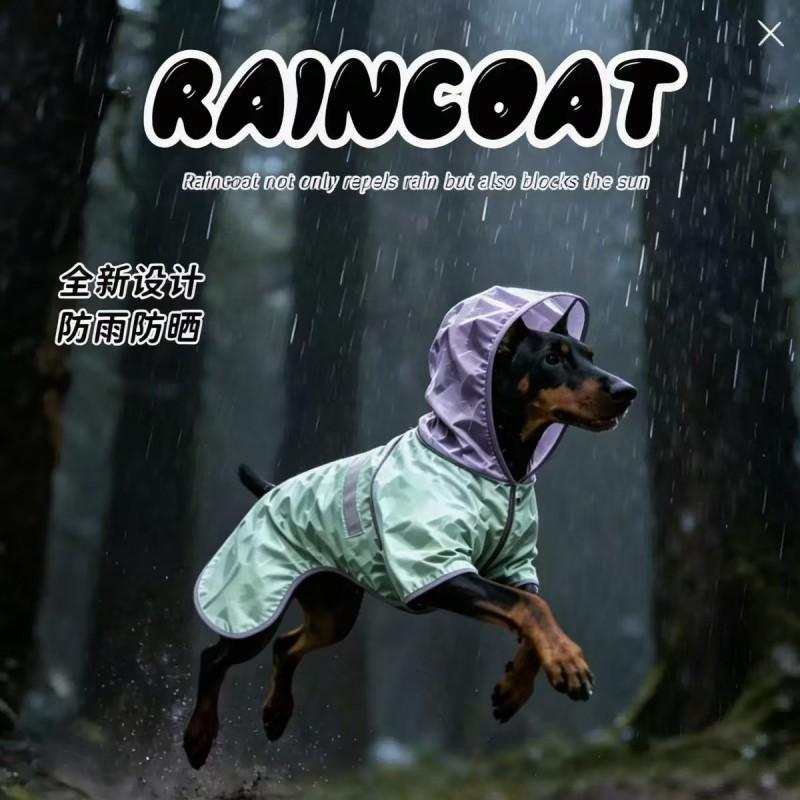 Pet Raincoat Small Medium Dogs With Reflective Stripes Waterproof Dog Rain Poncho