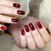 Medium Length Wine Red Cat-Eye Press-On Nails – Elegant, Detachable, and Ready-to-Wear