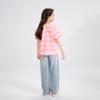 Princess Yuanyuan Girls' Pink Striped Heart Print Short Sleeve T-Shirt