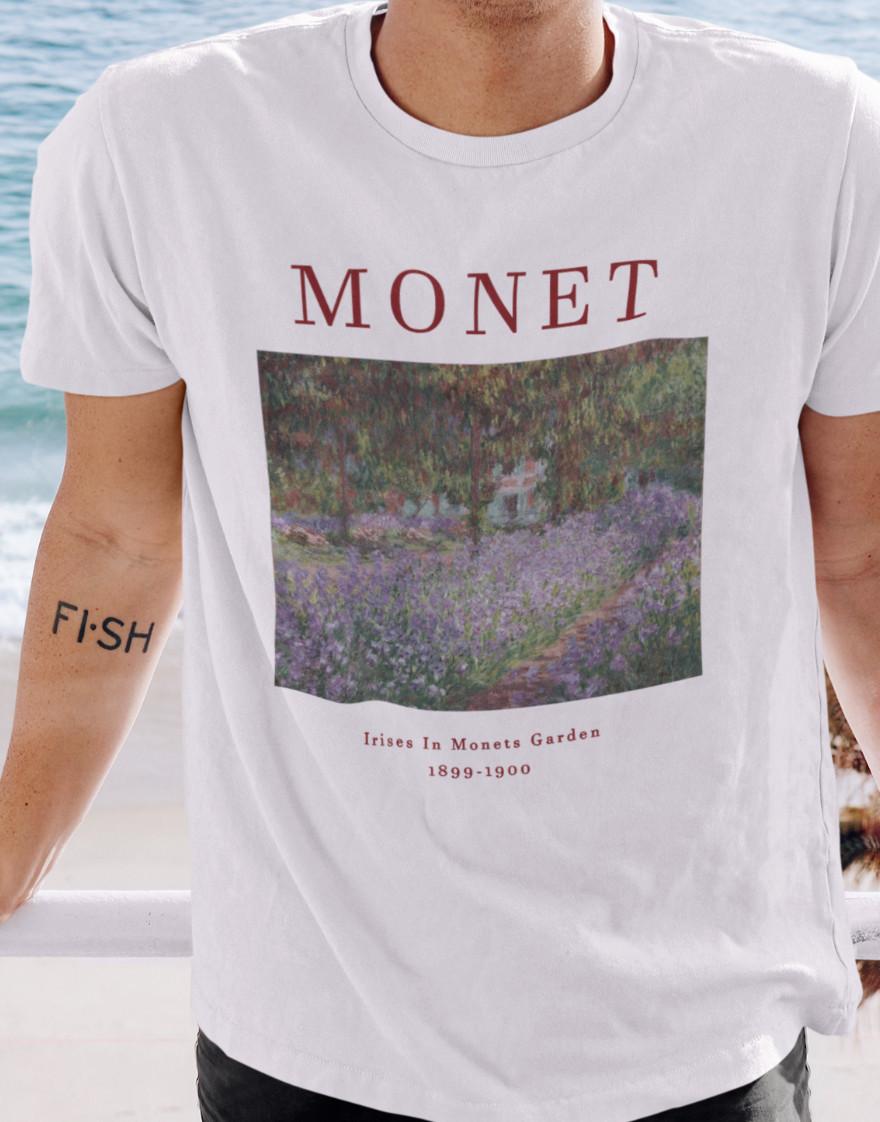 Irises Monet Garden T shirt | Art T shirt | Unisex Premium Cotton M