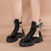 2025 New In Women's Boots Mujer Boots Women Platform High Top Fashion Boots Side Zipper Lace-up Versatile Warm Women
